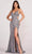 Ellie Wilde EW34046 - Exposed Back Glittered Slit Gown Evening Dresses 00 / Slate