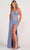 Ellie Wilde EW34046 - Exposed Back Glittered Slit Gown Evening Dresses 00 / Steel Blue