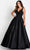 Ellie Wilde EW34050 - Applique Satin A-Line Prom Dress Prom Dresses 00 / Black