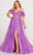 Ellie Wilde EW34066 - Crystal Feather Trim A line Prom Dress Prom Dresses 00 / Iris