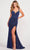 Ellie Wilde EW34077 - Sleeveless High slit Prom Dress Prom Dresses 00 / Navy