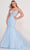 Ellie Wilde EW34085 - Plunging Neck Floral Evening Gown Evening Dresses 00 / Lt.Blue