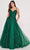 Ellie Wilde EW34086 - Deep V-Neck Lace Prom Gown Prom Dresses 00 / Emerald