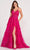 Ellie Wilde EW34102 - Deep Neck A-line Slit Gown Prom Dresses 00 / Magenta
