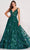 Ellie Wilde EW34105 - Sleeveless Plunging V Neck Evening dress Ball Gowns 00 / Emerald
