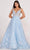 Ellie Wilde EW34105 - Sleeveless Plunging V Neck Evening dress Ball Gowns 00 / Lt.Blue