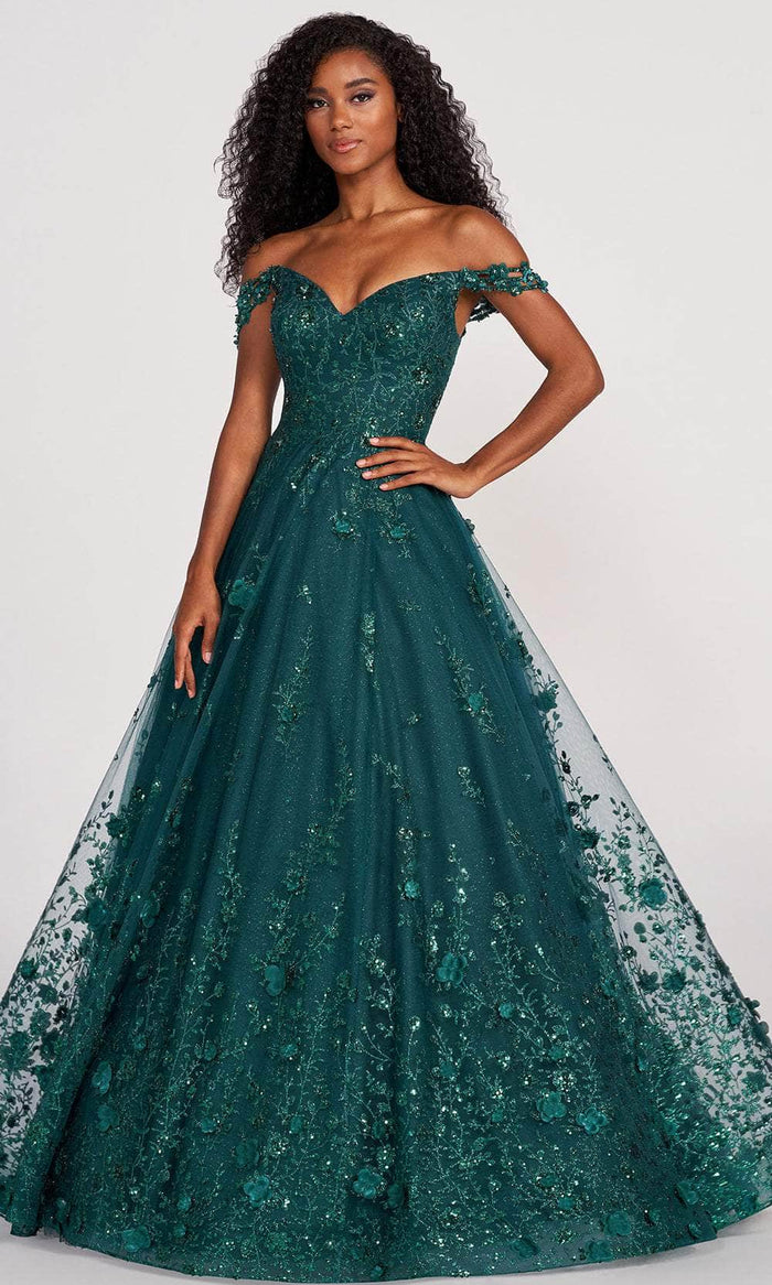 Ellie Wilde EW34113 - Sweetheart Beaded Floral Ballgown Evening Dresses 00 / Emerald