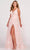 Ellie Wilde EW34121 - Embroidered Lace Slit A line Prom Dress 00 / Blush