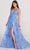 Ellie Wilde EW34121 - Embroidered Lace Slit A line Prom Dress 00 / Periwinkle