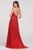 Ellie Wilde - Sleeveless Glitter Tulle Deep V Neck Prom Gown EW119001 - 1 pc Red In Size 2 Available CCSALE 2 / Red
