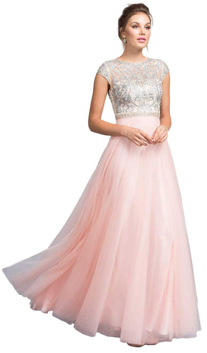 Embellished Cap Sleeve A-line Prom Dress Dress XXS / Blush