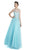 Embellished Illusion Bateau Evening Gown Dress XXS / Turquoise