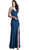 Embellished V-neck Prom Fitted Gown Dress XXS / Teal