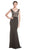 Embroidered Wide V-neck Sheath Evening Dress Dress XXS / Black