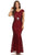 Eureka Fashion - 2003 Lace V-neck Trumpet Dress Evening Dresses XS / Red