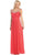 Eureka Fashion - 2027 Pearl Embroidered Neckline Chiffon A-Line Gown Bridesmaid Dresses XS / Coral