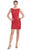 Eureka Fashion - 2052 Cap Sleeve Sequined Lace Short Dress Special Occasion Dress XS / Red/Gold