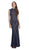 Eureka Fashion - 2061 Allover Lace High Neckline Mermaid Dress Special Occasion Dress XS / Navy/Gold