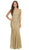 Eureka Fashion - 2072 Sleeveless Lace Sequins Mermaid Gown Special Occasion Dress XS / Gold