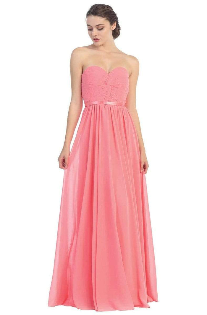Eureka Fashion - 2611 Strapless Chiffon A-line Dress Bridesmaid Dresses XS / Coral