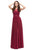 Eureka Fashion - 3611 Lace Illusion Neck Chiffon A-line Gown Bridesmaid Dresses XS / Burgundy