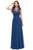 Eureka Fashion - 3611 Lace Illusion Neck Chiffon A-line Gown Bridesmaid Dresses XS / Navy