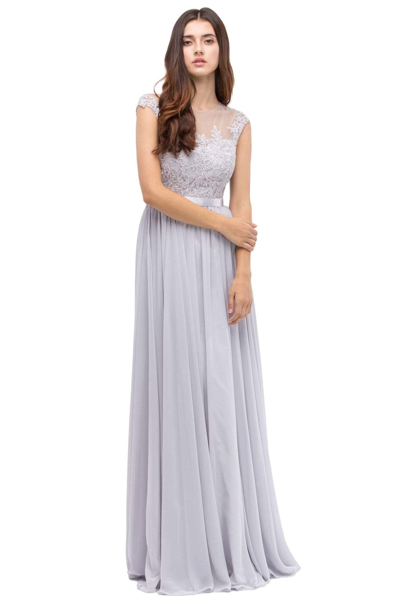 Eureka Fashion - 3611 Lace Illusion Neck Chiffon A-line Gown – Couture ...