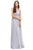Eureka Fashion - 3611 Lace Illusion Neck Chiffon A-line Gown Bridesmaid Dresses XS / Silver