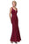 Eureka Fashion - 5010 Lace Deep V-neck Trumpet Dress Evening Dresses XS / Burgundy