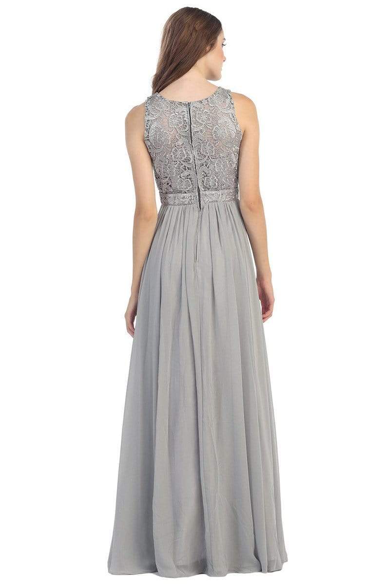 Eureka Fashion - 5023 Lace Jewel Neck Chiffon A-line Dress – Couture Candy