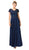 Eureka Fashion - 5909 Short Sleeve Lace Bodice Scalloped Peplum Dress Special Occasion Dress XS / Navy
