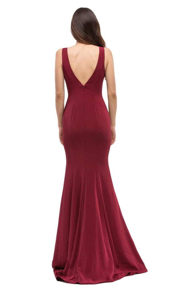 Eureka Fashion - 6010 Illusion Plunging  V Neck Mermaid Simple Prom Gown