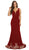 Eureka Fashion - 6090 Embroidered V-neck Stretch Satin Trumpet Dress Special Occasion Dress XS / Burgundy