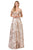 Eureka Fashion - 6733 Sequined Deep Off-Shoulder Velvet A-line Dress Special Occasion Dress XS / Rose Gold