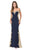 Eureka Fashion - 7006 Lace Embellished Off-Shoulder Mermaid Gown Special Occasion Dress XS / Navy/Gold