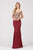 Eureka Fashion - 7012 Appliqued Bodice Off Shoulder Long Gown Special Occasion Dress XS / Burgundy/Gold