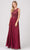 Eureka Fashion - 7025 Embroidered Lace Chiffon A-line Dress Special Occasion Dress XS / Burgundy