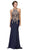 Eureka Fashion - 7033 Embroidered Appliqued Mermaid Gown Special Occasion Dress XS / Navy/Gold