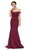 Eureka Fashion - 7100 Off Shoulder Lace Appliqued Jersey Mermaid Gown Bridesmaid Dresses XS / Burgundy