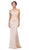 Eureka Fashion - 7100 Off Shoulder Lace Appliqued Jersey Mermaid Gown Bridesmaid Dresses XS / Champagne