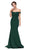 Eureka Fashion - 7100 Off Shoulder Lace Appliqued Jersey Mermaid Gown Bridesmaid Dresses XS / Hunter Green