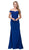 Eureka Fashion - 7100 Off Shoulder Lace Appliqued Jersey Mermaid Gown Bridesmaid Dresses XS / Royal