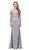 Eureka Fashion - 7100 Off Shoulder Lace Appliqued Jersey Mermaid Gown Bridesmaid Dresses XS / Silver
