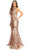 Eureka Fashion - 7335 Sequined Mesh Bateau Mermaid Dress Special Occasion Dress XS / Rose Gold