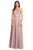 Eureka Fashion - 8111 Illusion Halter Embroidered Bodice A-Line Dress Bridesmaid Dresses XS / Dusty Pink