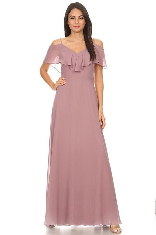 Eureka Fashion - 8877 Ruffled V-Neck Dress Bridesmaid Dresses