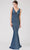Eureka Fashion 8987 - Shimmer Jersey Sleeveless Evening Gown Special Occasion Dress XS / Steel Blue