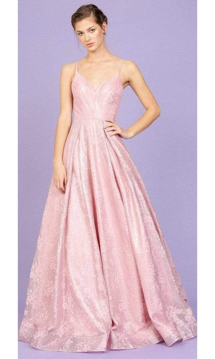 Eureka Fashion - 9001 Floral V Neck A-Line Dress Evening Dresses XS / Dusty Rose
