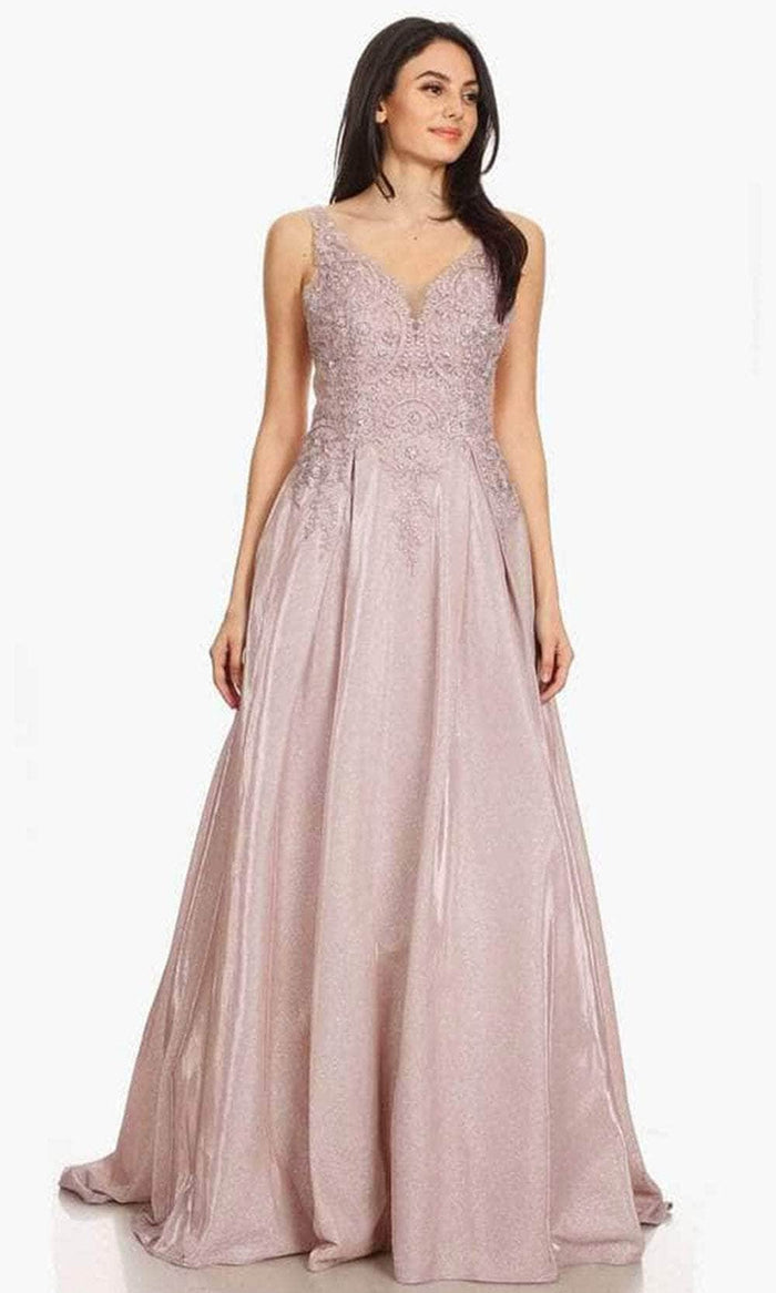 Eureka Fashion 9606 - Embroidered Bodice A-Line Gown Special Occasion Dress XS / Champagne