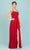 Eureka Fashion - 9611 Straight Across A-Line Dress with Slit Bridesmaid Dresses XS / Burgundy